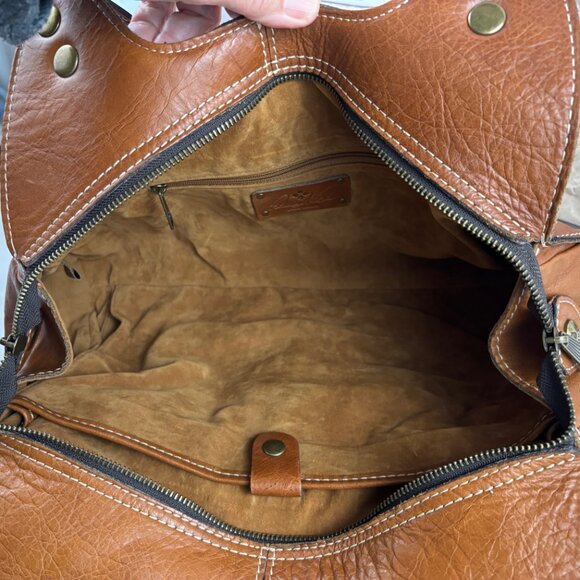 Patricia Nash Ergo Studded Leather Satchel Handbag Brown Cognac - Picture 7 of 15